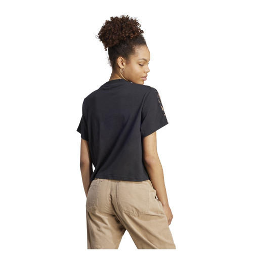Adidas Γυναικεία κοντομάνικη μπλούζα Vibrant Print 3-Stripes Crop Tee